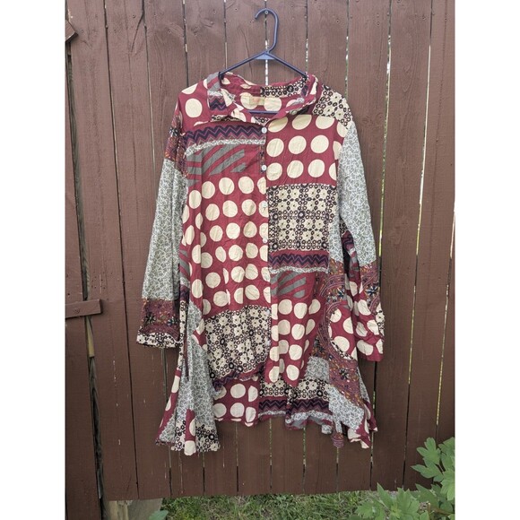 Patchwork Long Sleeve Tunic Top - Picture 1 of 8